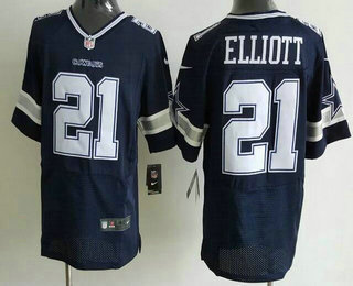 Men's Dallas Cowboys #21 Ezekiel Elliott Navy Blue Team Color NFL Nike Elite Jersey