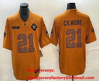 Men's Dallas Cowboys #21 Stephon Gilmore Brown 2023 Salute To Service Limited Stitched Jersey