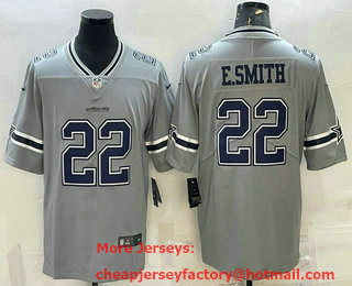 Men's Dallas Cowboys #22 Emmitt Smith Grey 2020 Inverted Legend Stitched NFL Nike Limited Jersey