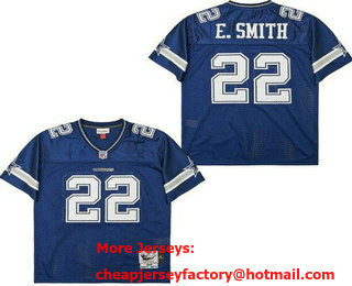 Men's Dallas Cowboys #22 Emmitt Smith Navy 1996 Throwback Jersey