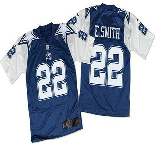 Men's Dallas Cowboys #22 Emmitt Smith Navy Blue White Throwback Nike Elite Jersey