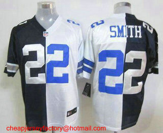 Men's Dallas Cowboys #22 Emmitt Smith Navy Throwback White Throwback Two Tone Stitched NFL Nike Elite Jersey
