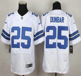 Men's Dallas Cowboys #25 Lance Dunbar White Road NFL Nike Elite Jersey