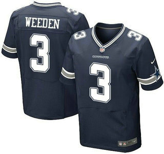Men's Dallas Cowboys #3 Brandon Weeden Navy Blue Team Color NFL Nike Elite Jersey