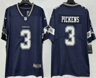 Men's Dallas Cowboys #3 George Pickens Limited Navy Vapor Jersey