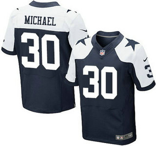 Men's Dallas Cowboys #30 Christine Michael Navy Blue Thanksgiving Alternate NFL Nike Elite Jersey