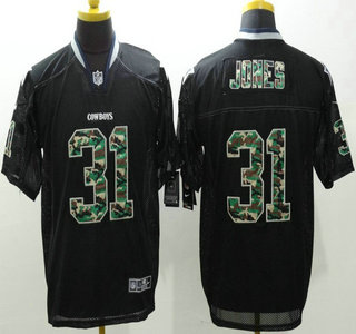Men's Dallas Cowboys #31 Byron Jones Black With Camo Fashion NFL Nike Elite Jersey