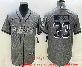 Men's Dallas Cowboys #33 Tony Dorsett Grey Gridiron With Patch Cool Base Stitched Baseball Jersey