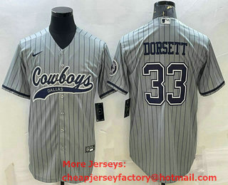 Men's Dallas Cowboys #33 Tony Dorsett Grey With Patch Cool Base Stitched Baseball Jersey