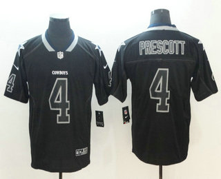 Men's Dallas Cowboys #4 Dak Prescott 2018 Black Lights Out Color Rush Stitched NFL Nike Limited Jersey