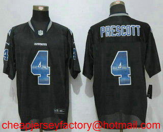 Men's Dallas Cowboys #4 Dak Prescott Black Strobe Stitched NFL Nike Fashion Jersey