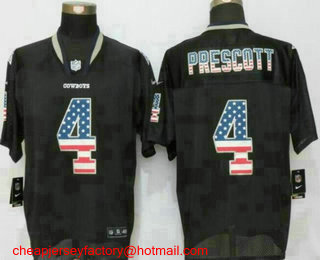 Men's Dallas Cowboys #4 Dak Prescott Black USA Flag Fashion Stitched NFL Nike Elite Jersey