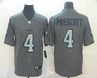 Men's Dallas Cowboys #4 Dak Prescott Gray Fashion Static 2019 Vapor Untouchable Stitched NFL Nike Limited Jersey