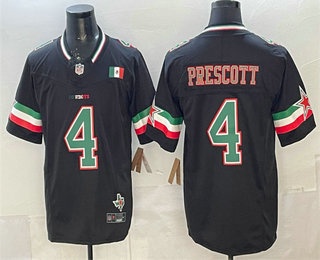 Men's Dallas Cowboys #4 Dak Prescott Limited Black Mexico Fashion FUSE Vapor Jersey