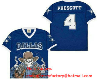 Men's Dallas Cowboys #4 Dak Prescott Limited Blue Fashion Football Jersey