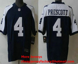 Men's Dallas Cowboys #4 Dak Prescott Limited Navy Alternate FUSE Vapor Jersey