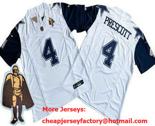 Men's Dallas Cowboys #4 Dak Prescott Limited White Throwback Walter Payton Man of the Year FUSE Vapor Jersey