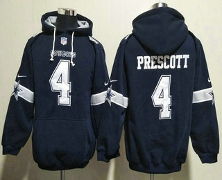 Men's Dallas Cowboys #4 Dak Prescott NEW Navy Pocket Stitched NFL Pullover Hoodie