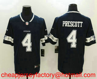 Men's Dallas Cowboys #4 Dak Prescott Navy Blue 2017 Vapor Untouchable Stitched NFL Nike Limited Jersey