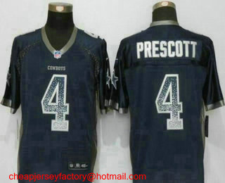 Men's Dallas Cowboys #4 Dak Prescott Navy Blue Drift Stitched NFL Nike Fashion Jersey