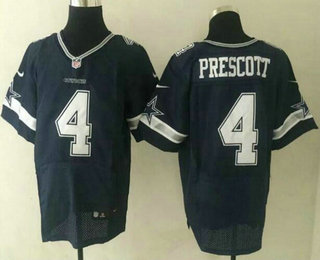 Men's Dallas Cowboys #4 Dak Prescott Navy Blue Team Color NFL Nike Elite Jersey
