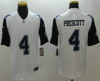 Men's Dallas Cowboys #4 Dak Prescott White 2016 Color Rush Stitched NFL Nike Limited Jersey