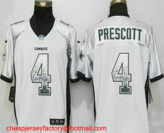Men's Dallas Cowboys #4 Dak Prescott White Drift Stitched NFL Nike Fashion Jersey