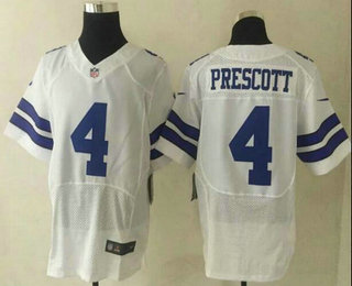 Men's Dallas Cowboys #4 Dak Prescott White Road NFL Nike Elite Jersey