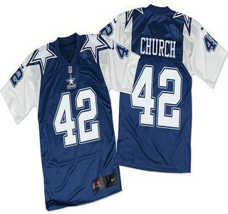 Men's Dallas Cowboys #42 Barry Church Navy Blue White Throwback Nike Elite Jersey