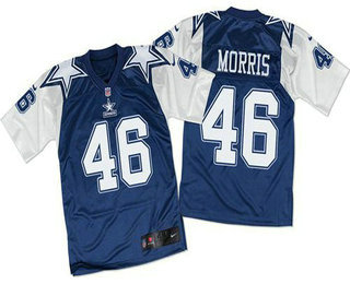 Men's Dallas Cowboys #46 Alfred Morris Navy Blue White Throwback Elite Jersey