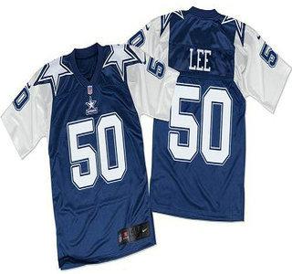 Men's Dallas Cowboys #50 Sean Lee Navy Blue White Throwback Nike Elite Jersey