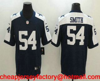 Men's Dallas Cowboys #54 Jaylon Smith Blue Thanksgiving 2017 Vapor Untouchable Stitched NFL Nike Limited Jersey