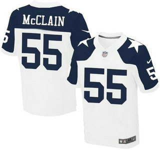 Men's Dallas Cowboys #55 Rolando McClain White Thanksgiving Alternate NFL Nike Elite Jersey