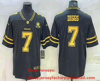 Men's Dallas Cowboys #7 Trevon Diggs Black Gold Edition With 1960 Patch Limited Stitched Football Jersey