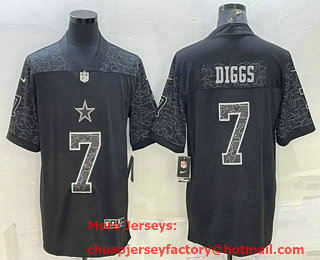 Men's Dallas Cowboys #7 Trevon Diggs Black Reflective Limited Stitched Football Jersey