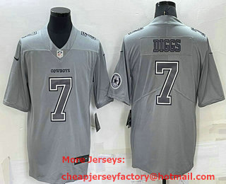 Men's Dallas Cowboys #7 Trevon Diggs LOGO Grey Atmosphere Fashion 2022 Vapor Untouchable Stitched Nike Limited Jersey