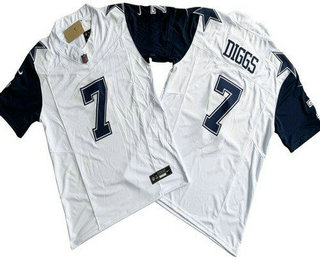 Men's Dallas Cowboys #7 Trevon Diggs Limited White Throwback FUSE Vapor Jersey