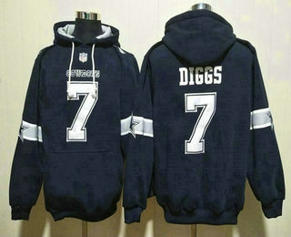 Men's Dallas Cowboys #7 Trevon Diggs Navy Ageless Must Have Lace Up Pullover Hoodie