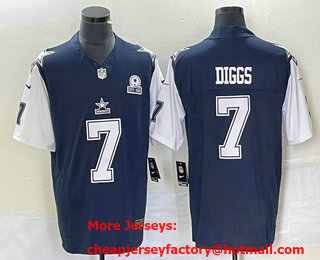 Men's Dallas Cowboys #7 Trevon Diggs Navy Blue FUSE Vapor Thanksgiving 1960 Patch Limited Stitched Jersey