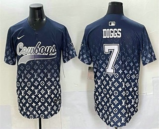 Men's Dallas Cowboys #7 Trevon Diggs Navy Limited Stitched Baseball Jersey