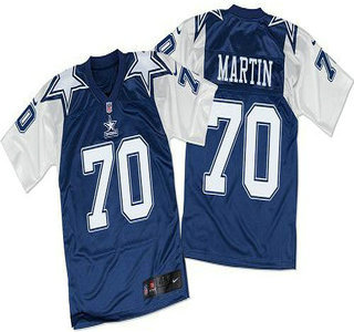 Men's Dallas Cowboys #70 Zack Martin Navy Blue White Throwback Nike Elite Jersey
