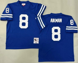Men's Dallas Cowboys #8 Troy Aikman Blue 1996 Throwback Jersey