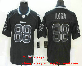 Men's Dallas Cowboys #88 CeeDee Lamb 2020 Black Lights Out Color Rush Stitched Limited Jersey