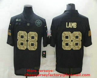 Men's Dallas Cowboys #88 CeeDee Lamb Black Camo 2020 Salute To Service Stitched NFL Nike Limited Jersey