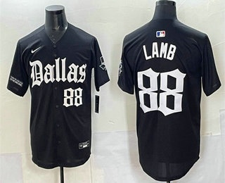 Men's Dallas Cowboys #88 CeeDee Lamb Black Gothic Lone Star Edition Limited Stitched Baseball Jersey