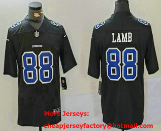 Men's Dallas Cowboys #88 CeeDee Lamb Black Throwback Vapor Limited Stitched Jersey