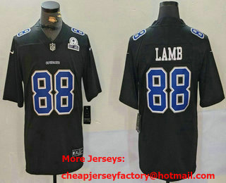 Men's Dallas Cowboys #88 CeeDee Lamb Black Throwback With 1960 Patch Vapor Limited Stitched Jersey