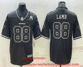 Men's Dallas Cowboys #88 CeeDee Lamb Black With 1960 Patch Limited Stitched Football Jersey