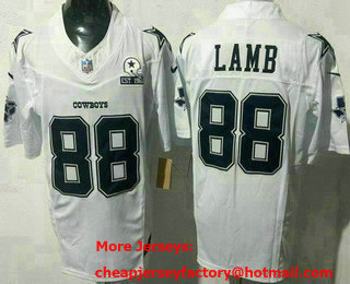 Men's Dallas Cowboys #88 CeeDee Lamb Limited White Est 1960 Patch FUSE Vapor Jersey