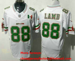 Men's Dallas Cowboys #88 CeeDee Lamb Limited White Mexico Fashion FUSE Vapor Jersey